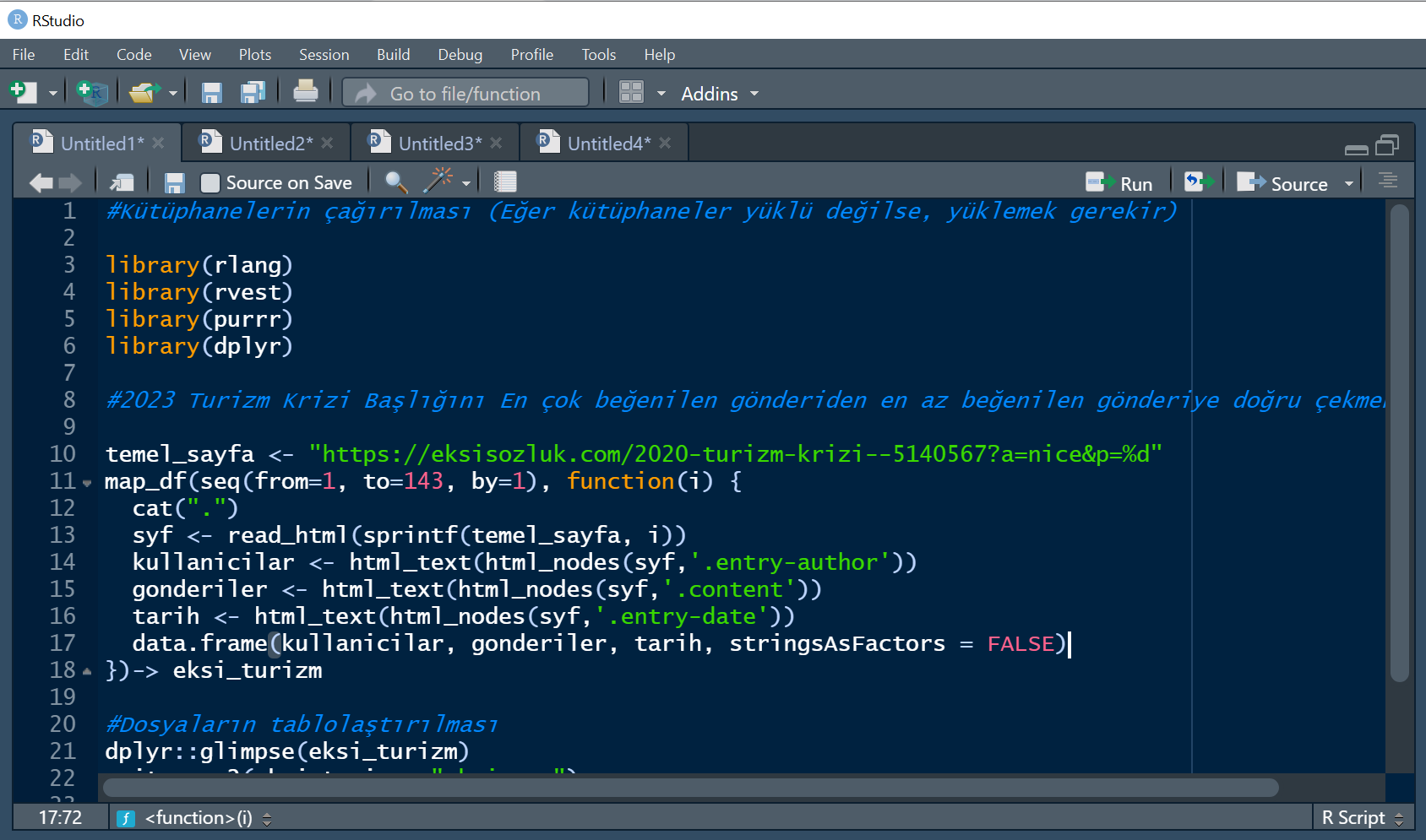Ekşi Sözlük’ten Veri Kazıma – Bir Turizm Başlığı Örneği